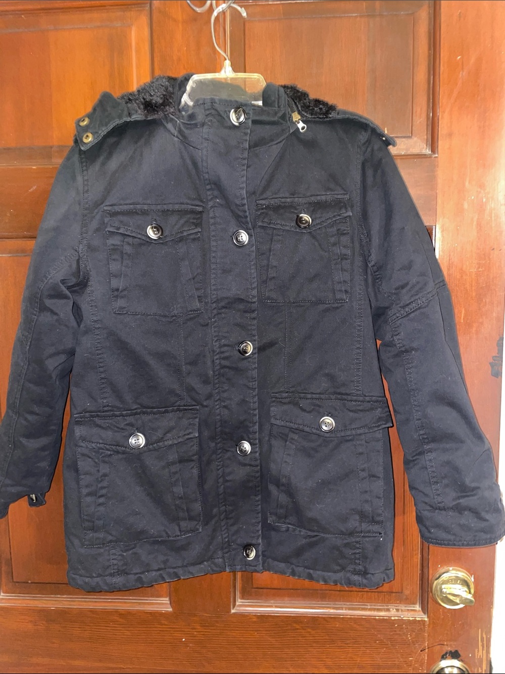 Kids Wenven Black Jacket with Faux Fur Trim
